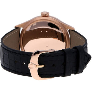 Rolex Cellini Date 18k Rose Gold Case Black Dial Automatic Mens Dress Watch Sale