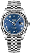 Load image into Gallery viewer, Rolex Datejust Blue Roman Numeral Dial Fluted Bezel Mens Luxury Watch For Sale