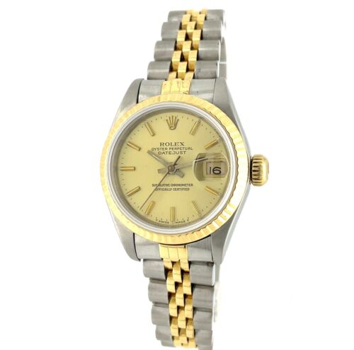 1989 Rolex Ladies Datejust 69173 18K & Stainless Steel Champagne Dial Watch