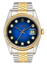 Load image into Gallery viewer, Rolex Datejust 16233 Diamond Blue Vignette Dial Mens Watch
