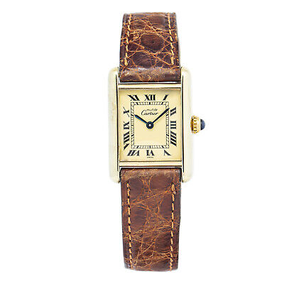 Cartier Tank Vermeil 129084  Gold Plated Quartz Ladies Watch 20x20mm