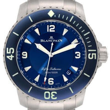 Load image into Gallery viewer, Blancpain Fifty Fathoms Automatic Titanium Blue Dial Mens Watch 5015 Box Card