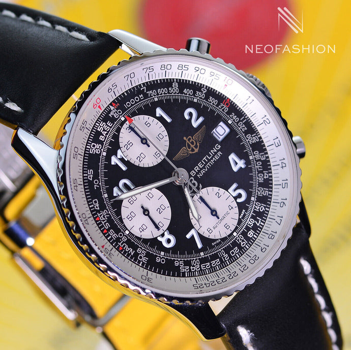 BREITLING NAVITIMER II SS AUTOMATIC 41MM BEAUTIFUL BLACK DIAL MENS WATCH A13022