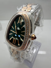 Load image into Gallery viewer, BVLGARI Serpenti Seduttori Steel, 18K Rose Gold, &amp; Diamond Green Dial Watch