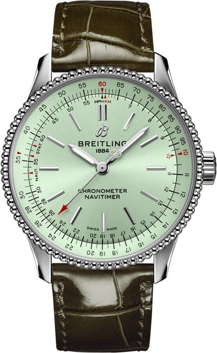 Breitling New Navitimer Automatic 35 Green Dial & Strap Luxury Womens Watch Sale